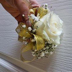 Ivory Rose wrist corsage 